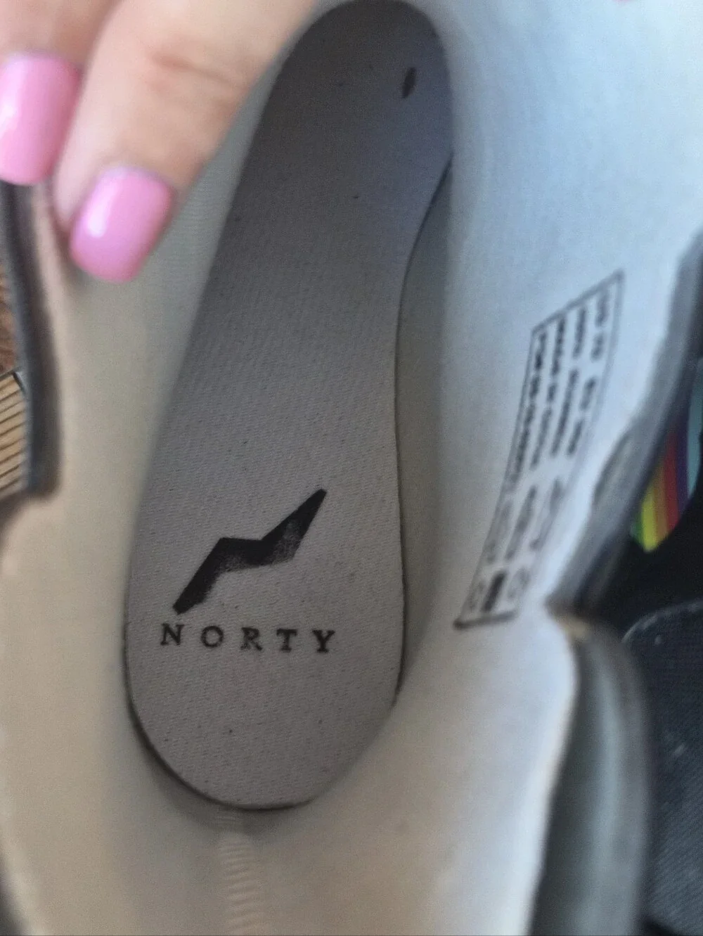 NORTY Black Rain Boots with Rainbow Heart Accents- Size 7